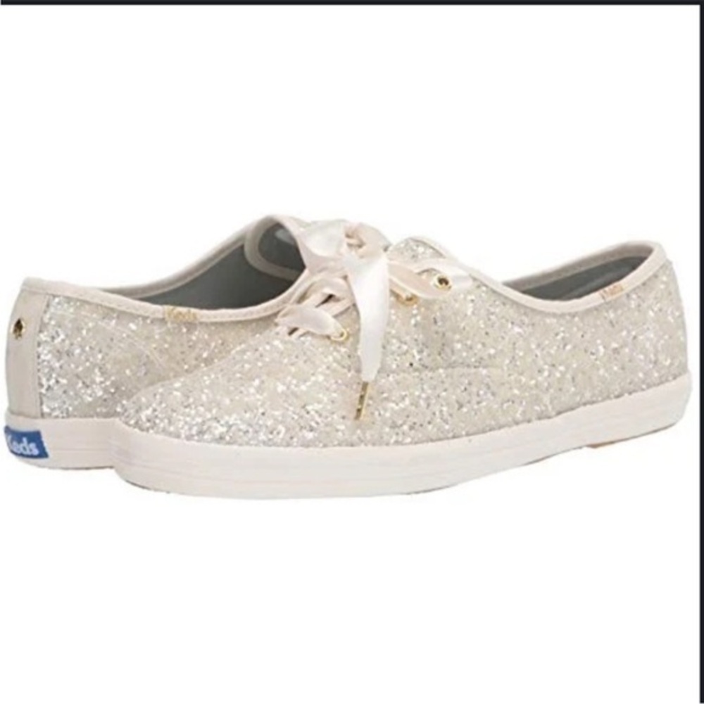 Kate Spade Cream Glitter Keds Sneakers